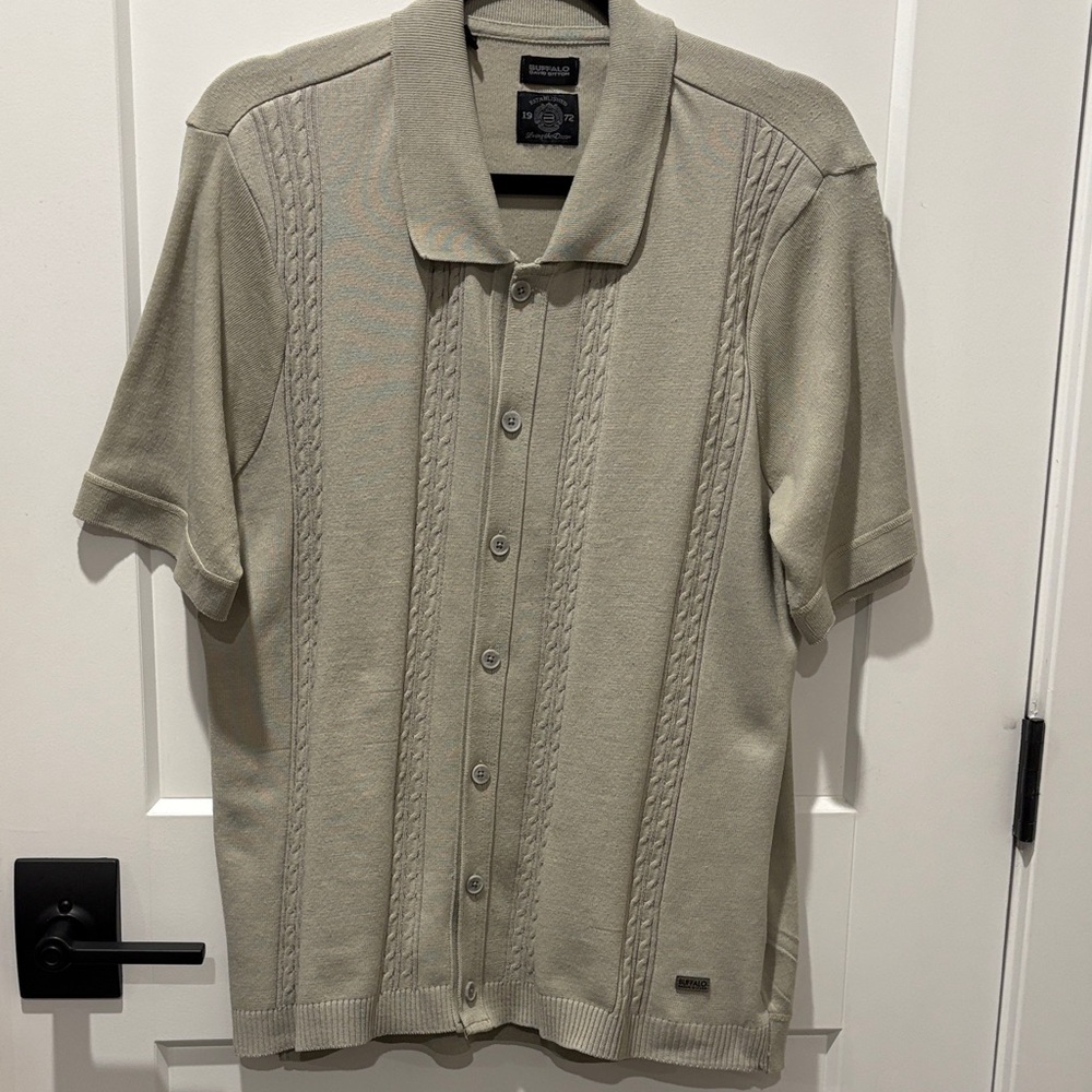 Cubavera Olive Green Short Sleeve Men’s button sweater
